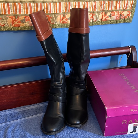 Rampage Black/Cognac knee high boots size 7.5 - Picture 3 of 8